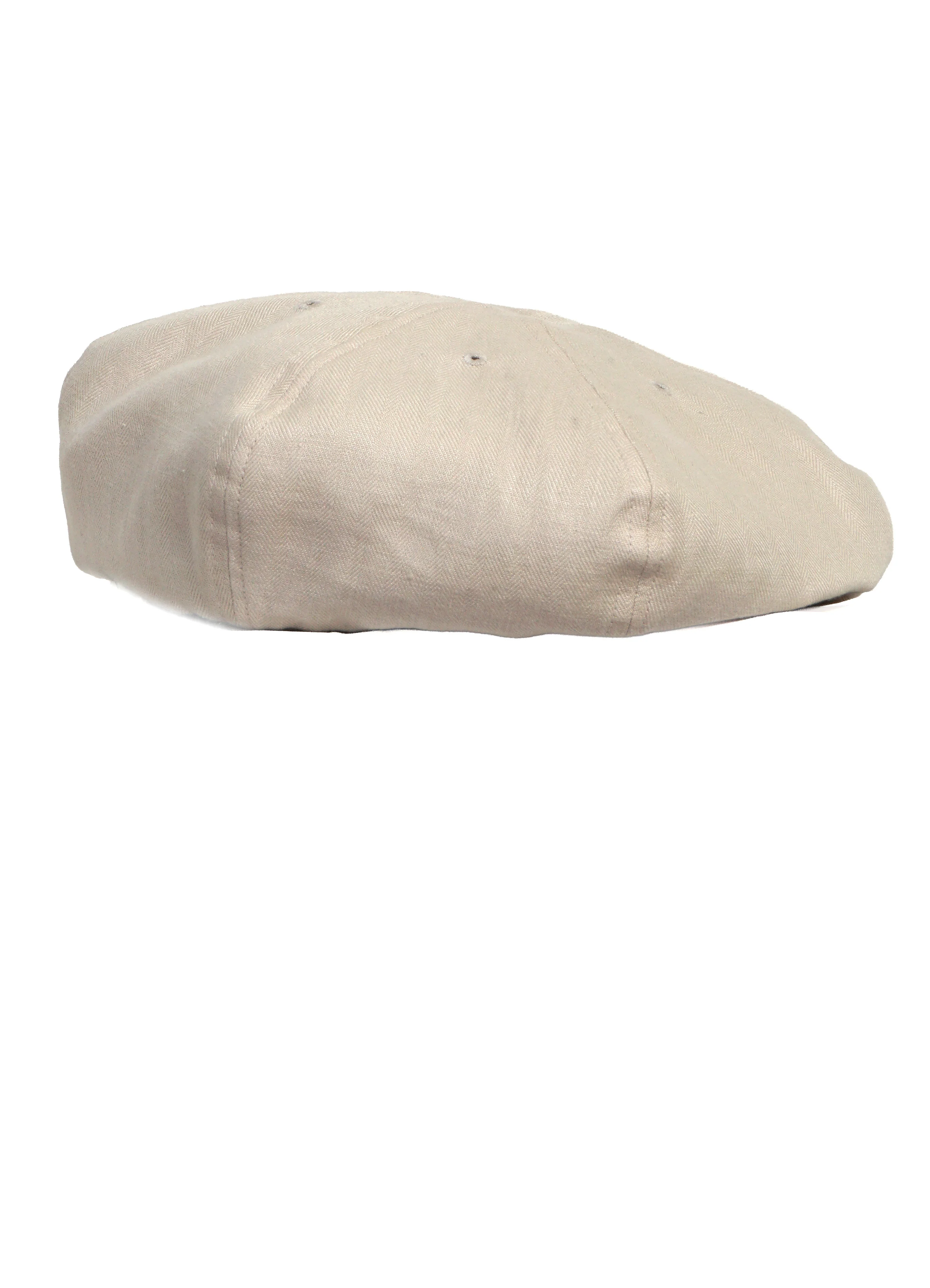 Linen Herringbone Beret | Light Beige