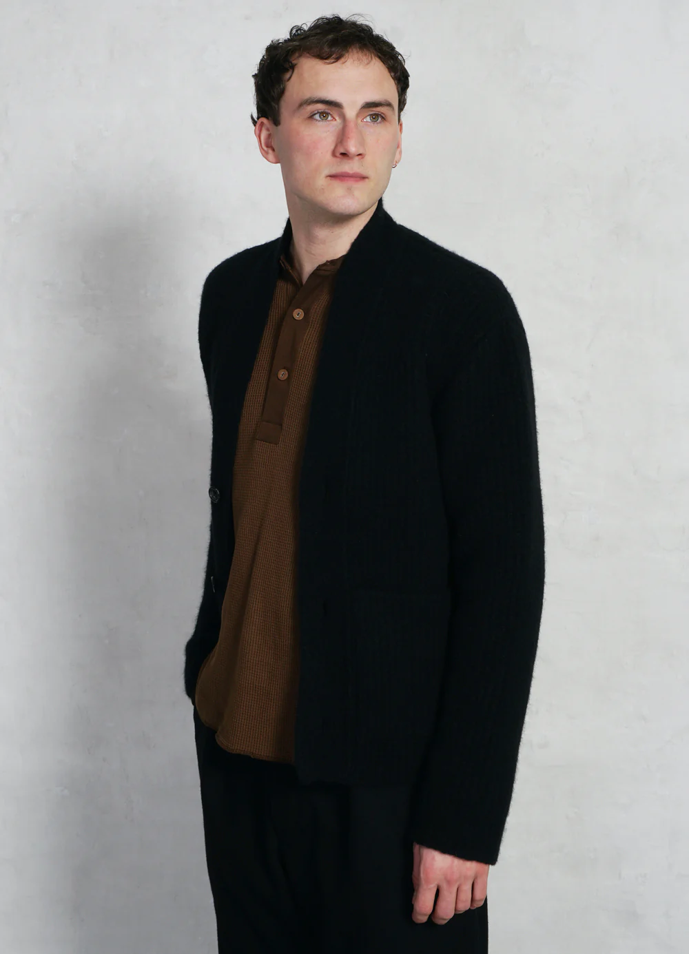 LINUS 28-09-2 | Knitted Cardigan | Fuzzy Black - Image 2