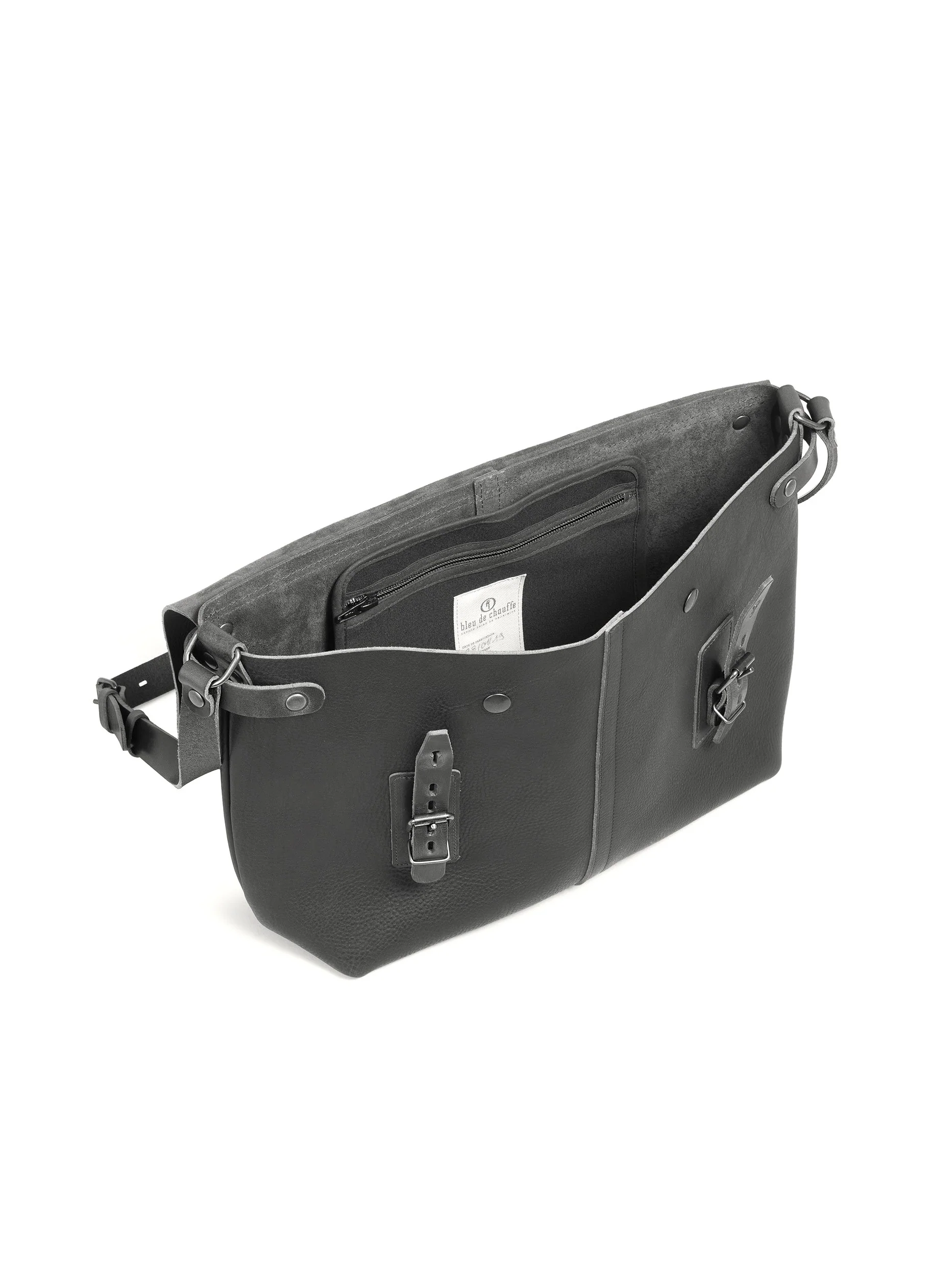 LUCIEN | Vegetable Tanned Leather Satchel Bag | Black - Image 3