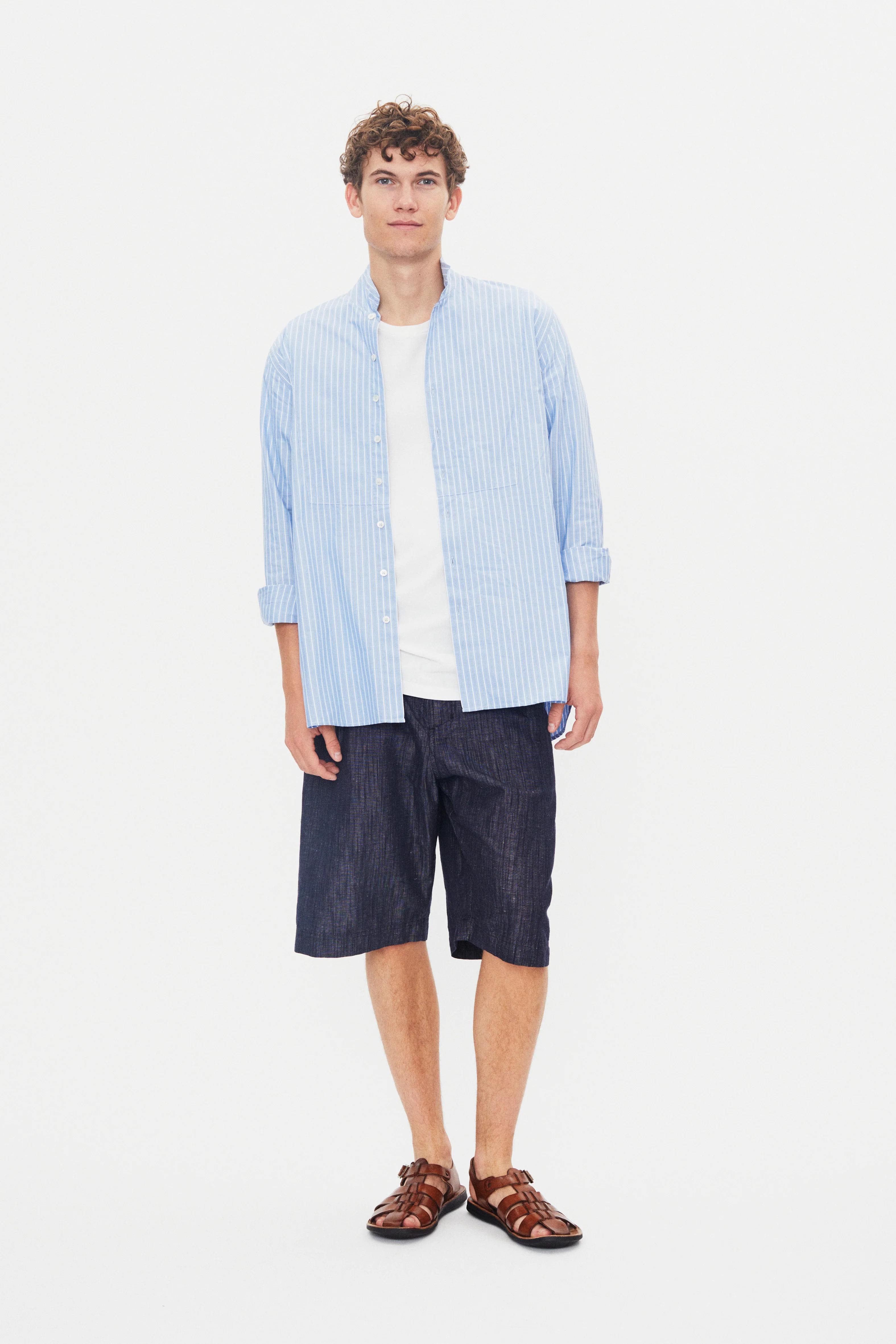 LUIS 30-19-1 | Loose Tuxedo Shirt | Blue stripes - Image 3