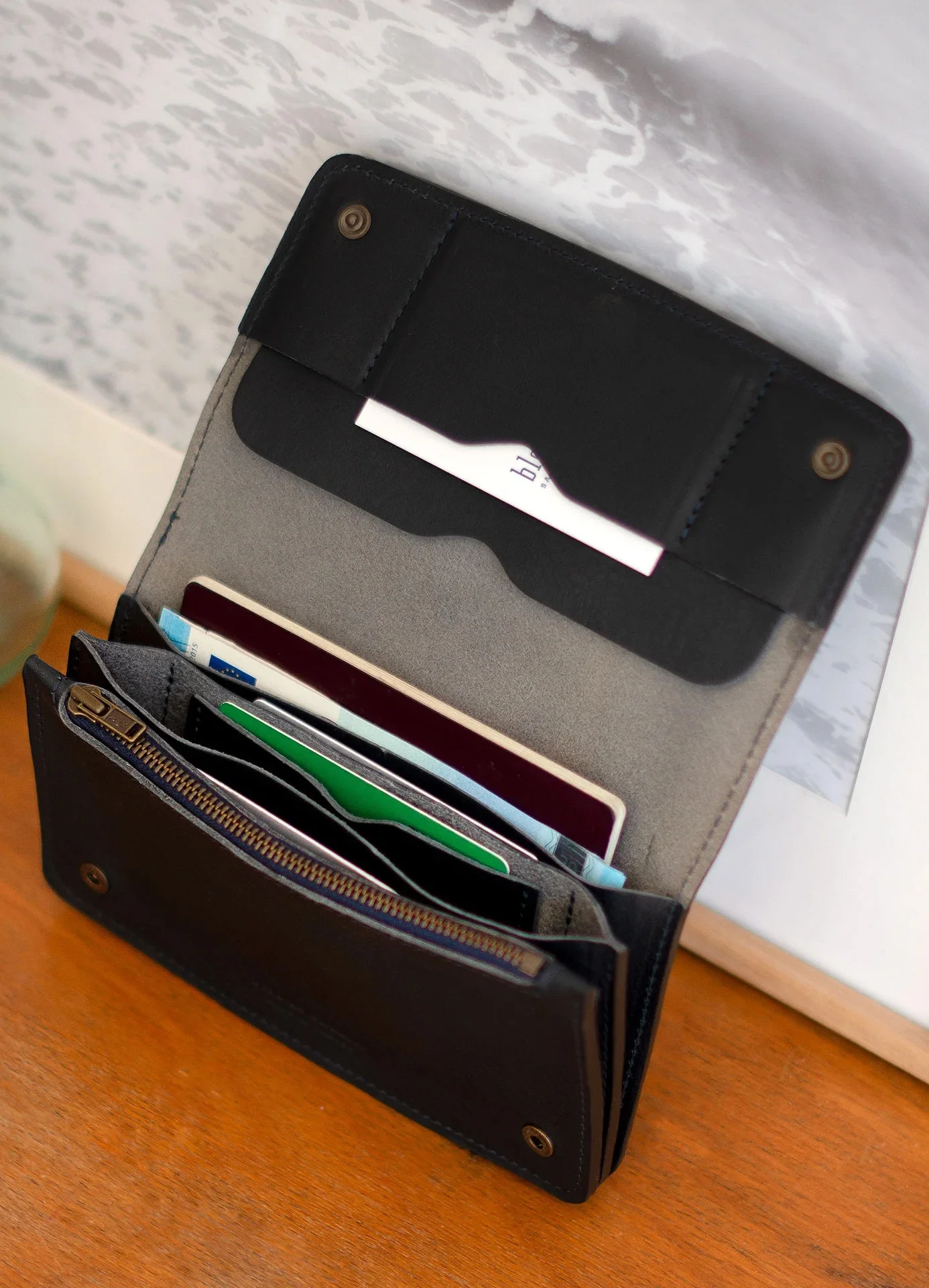 MALTESE WALLET | Vegetable Tanned Leather | Navy Blue - Image 4