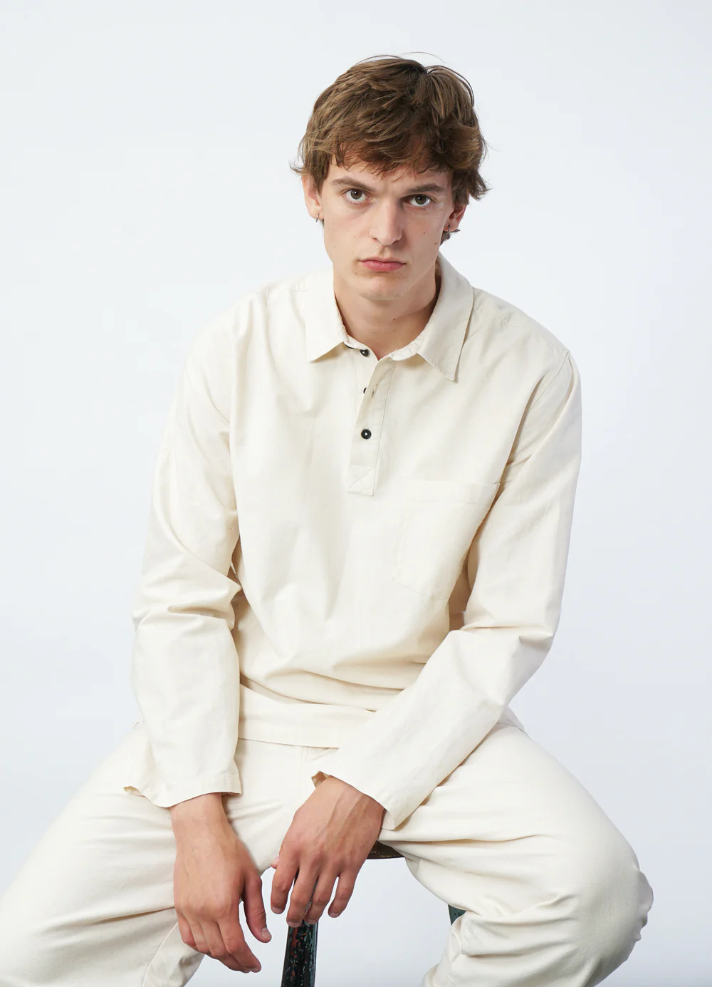 MARCO 29-12-1 | Polo Style Pull-on Shirt | Off White - Image 3