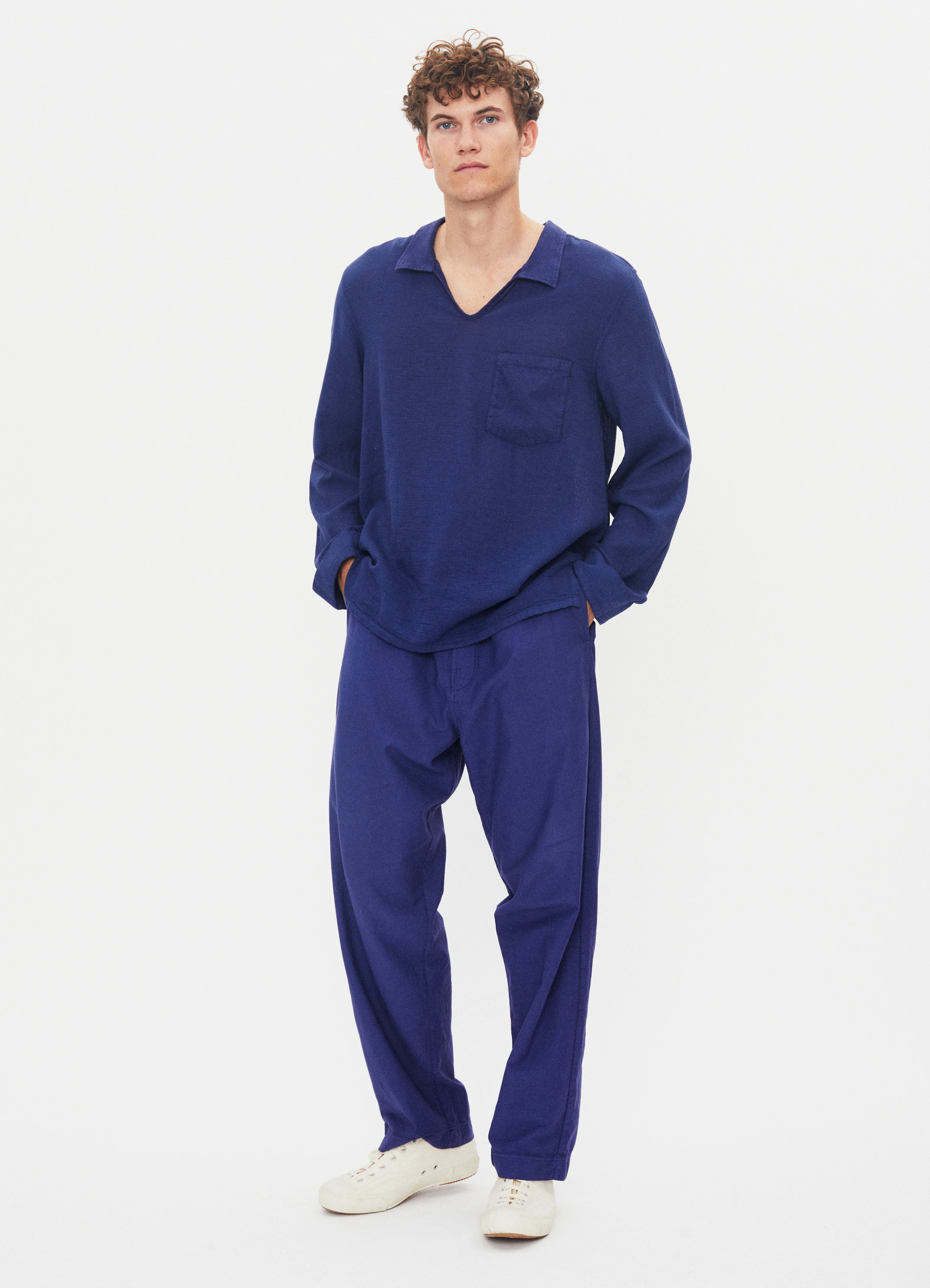 MARIUS 31-39-3 | Casual Gauze Pull-on Shirt | Santorini - Image 2