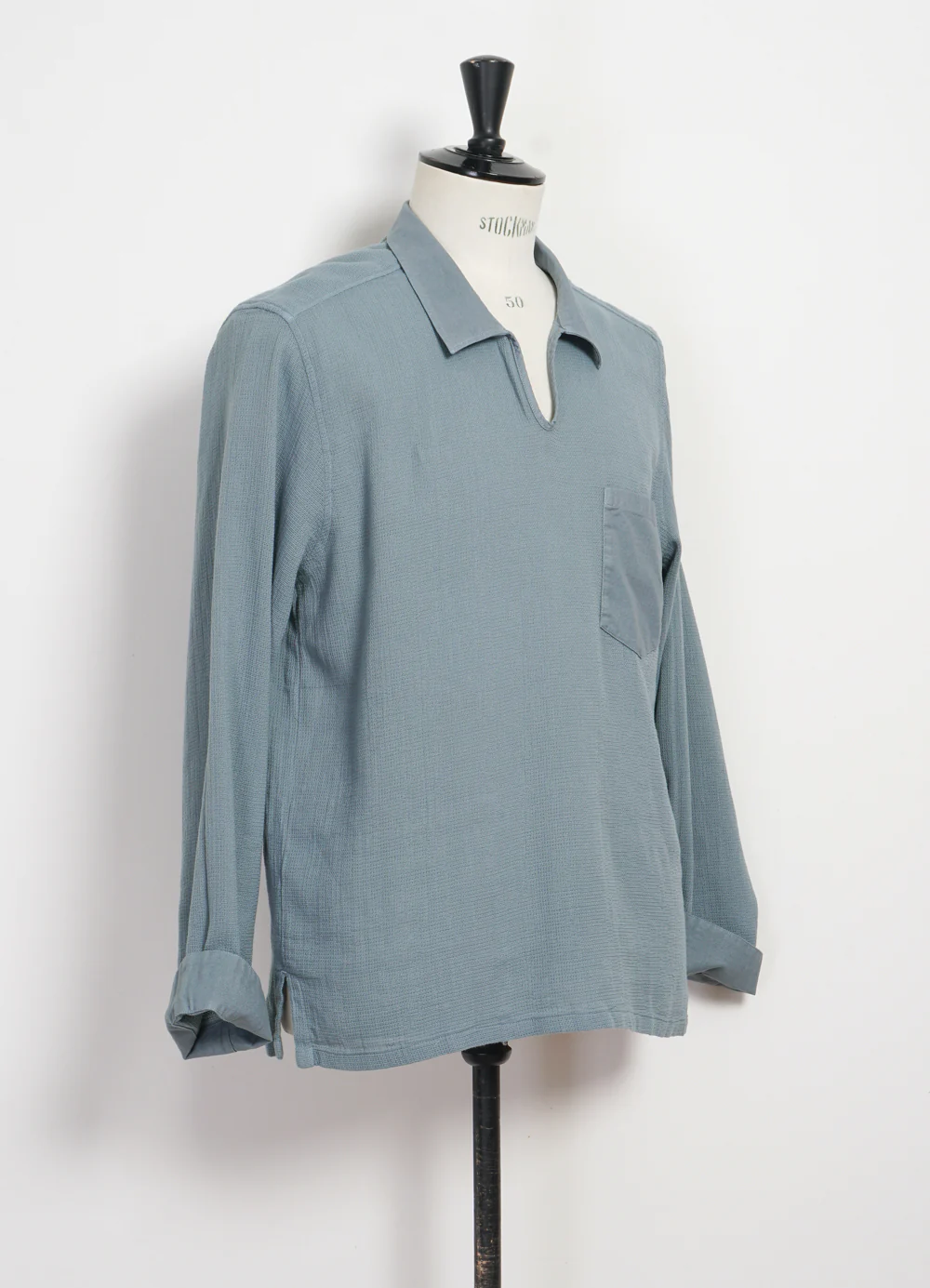 MARIUS | Casual Gauze Pull-on Shirt | Lagoon - Image 4