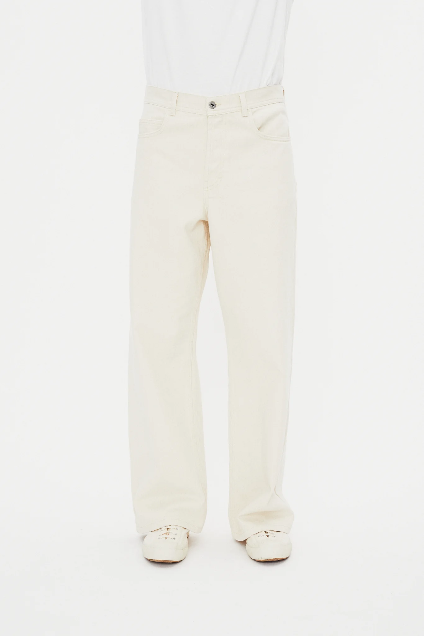 MILAN 31-26-1 | Straight Wide Workwear Trousers | Ecru - Image 2