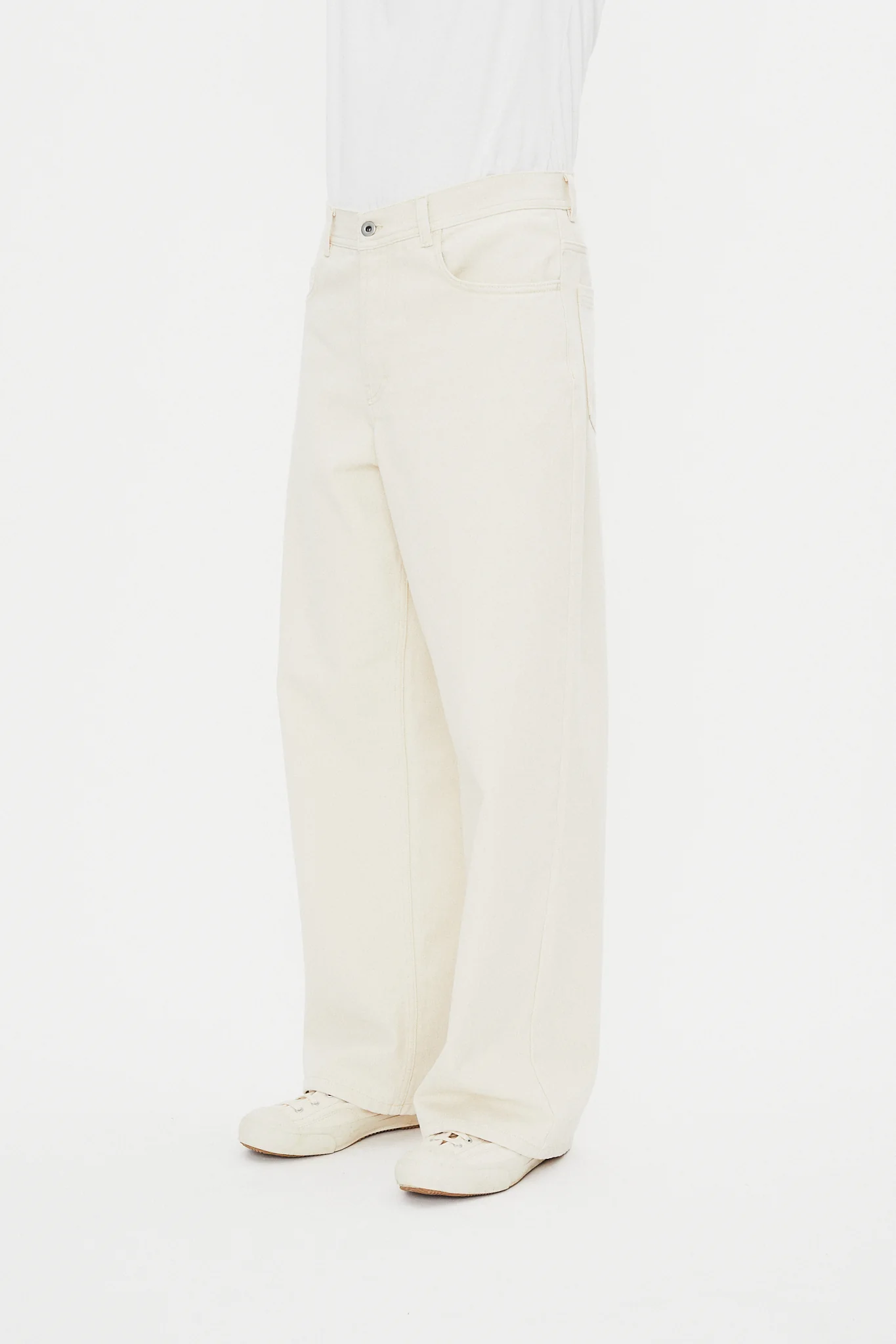 MILAN 31-26-1 | Straight Wide Workwear Trousers | Ecru - Image 3