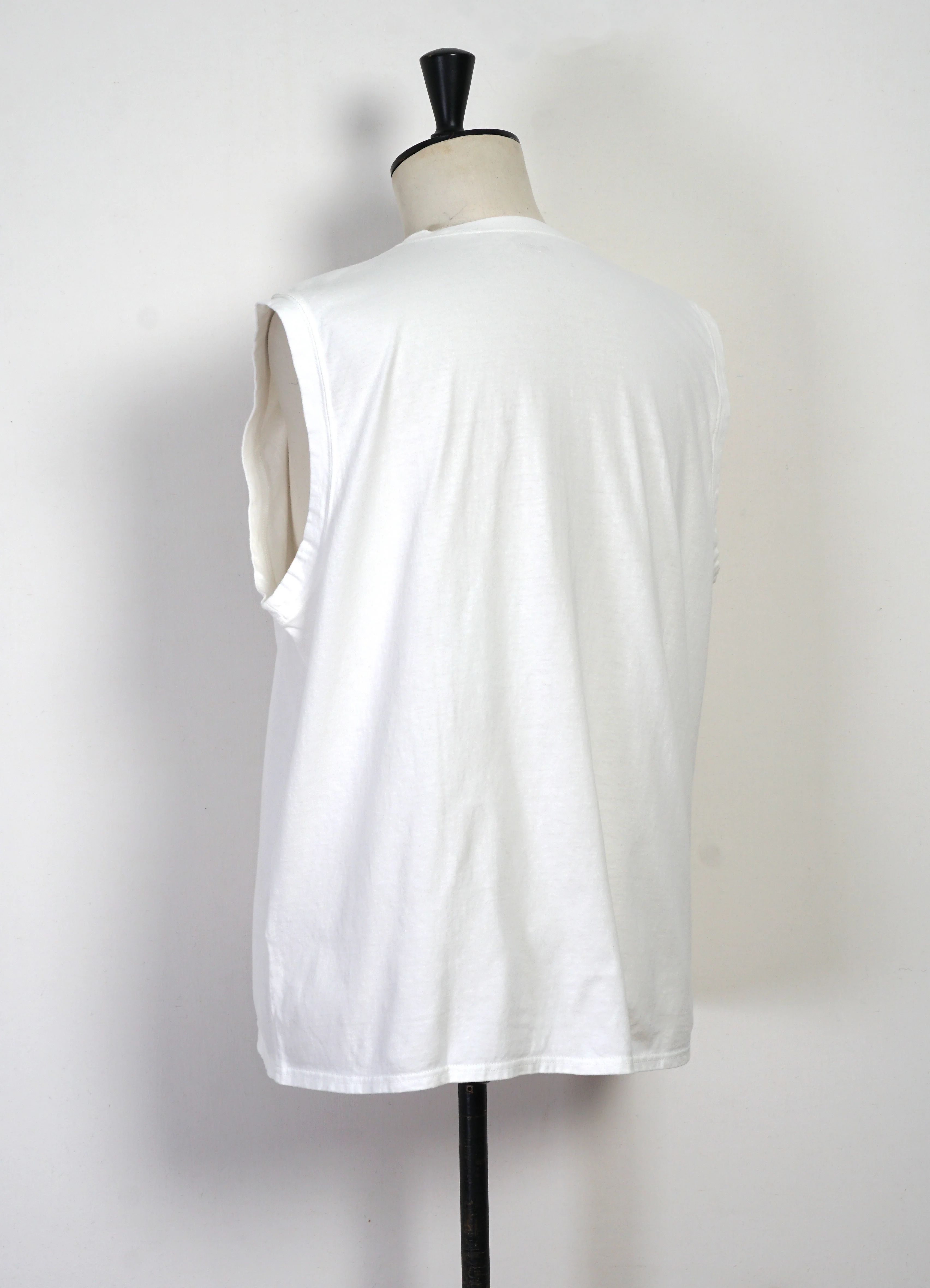 MONKEY AMIGOS | 20/- Sleeveless Big T Jersey | White - Image 3