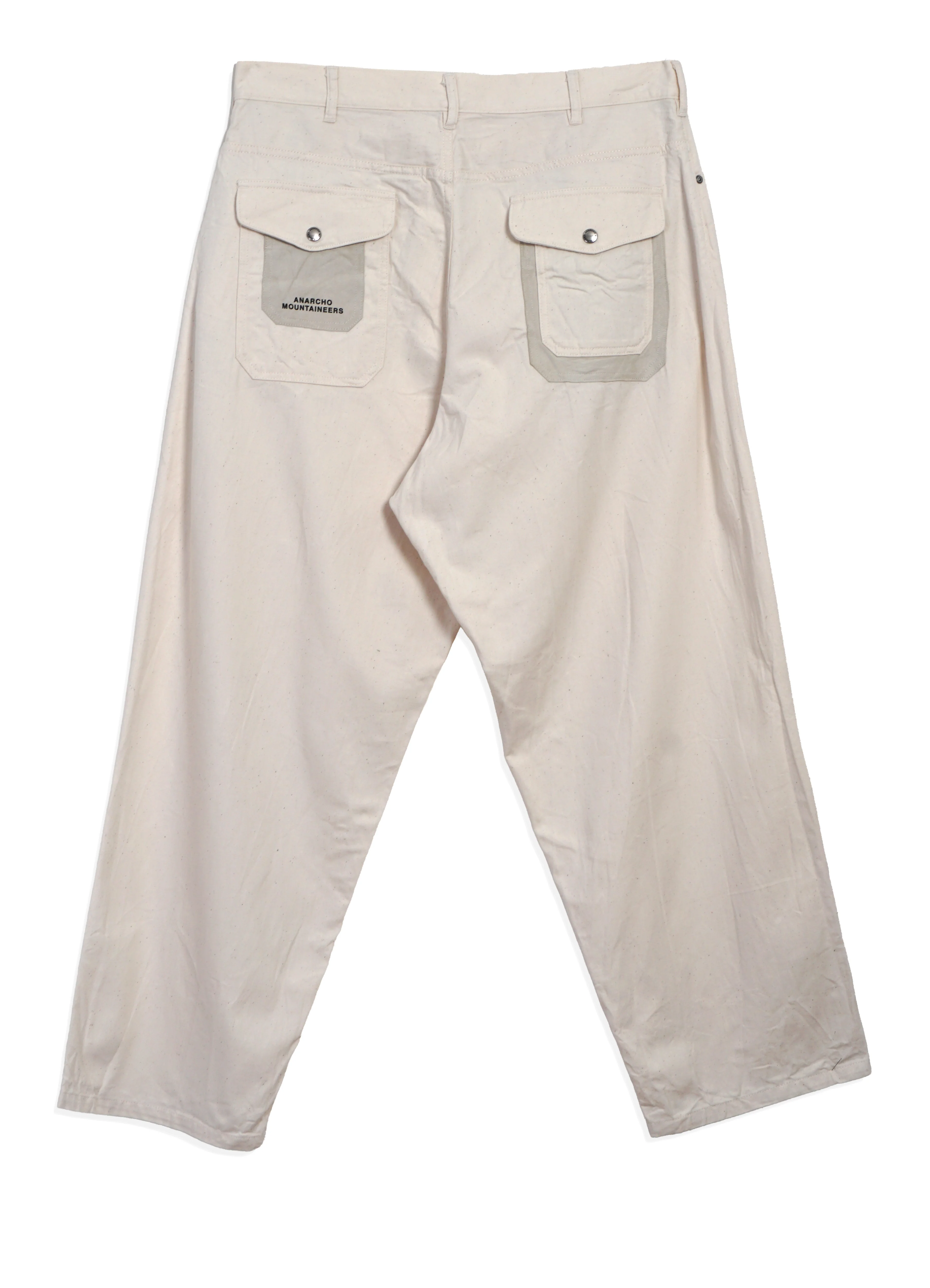MT578 | Baggy Twill Trousers | Off White - Image 2