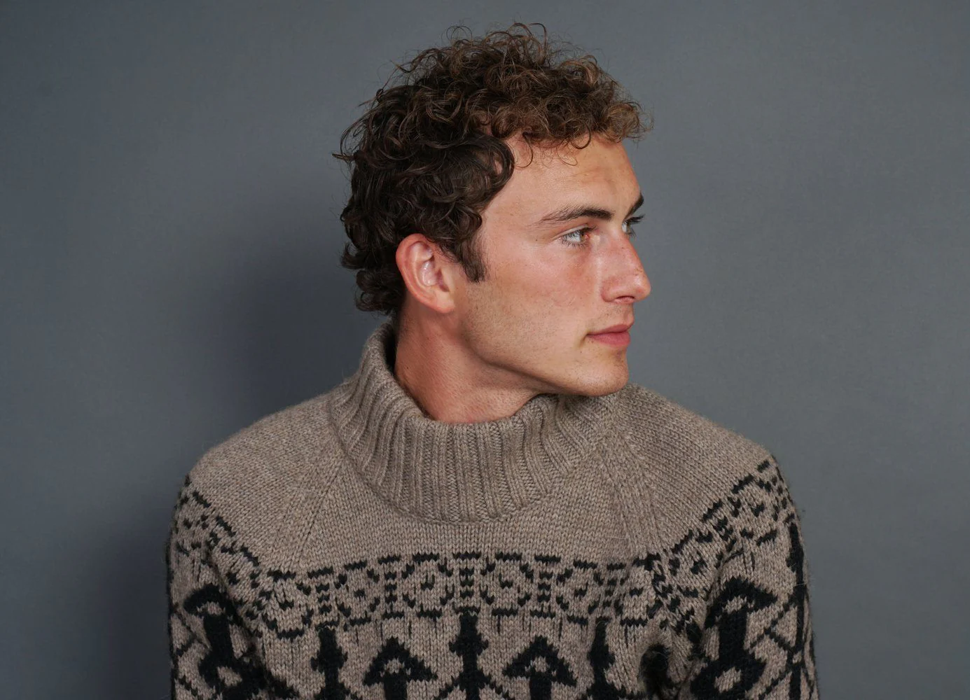 NORMANN | Pattern Knit Sweater | Stone/Coal - Image 7