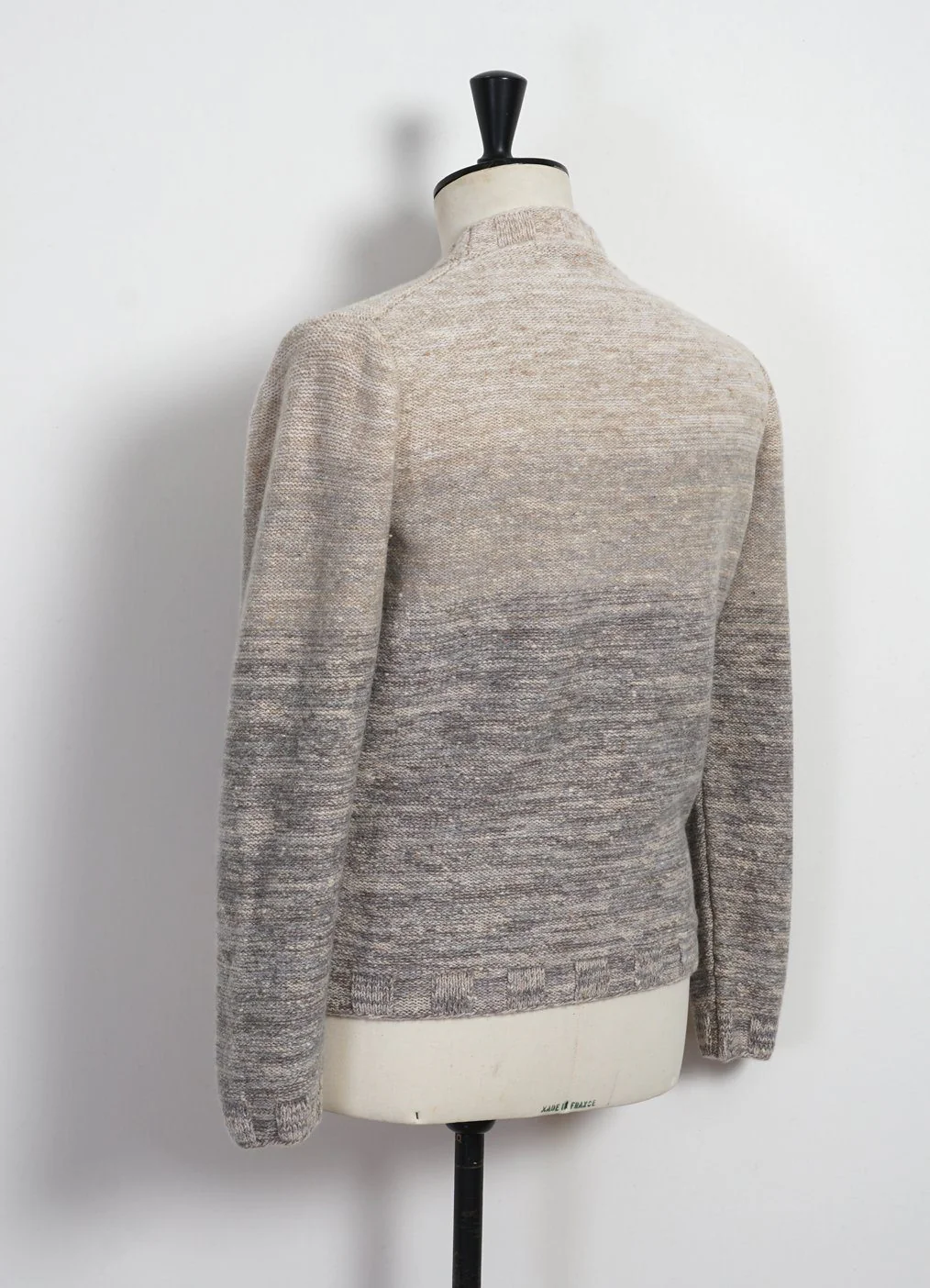 OMBRÉ MOCK-NECK | Wool & Cashmere-blend Sweater | Beige/Light Grey - Image 3