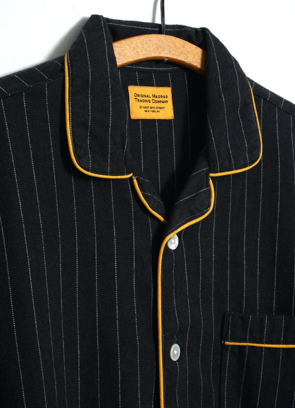 PAJAMA SUIT | Two Ply Oxford Weave | Black Pinstripe - Image 3