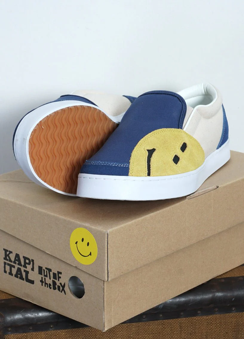 RAIN SMILE | Slop On Shoes | Ecru x Blue - Image 3