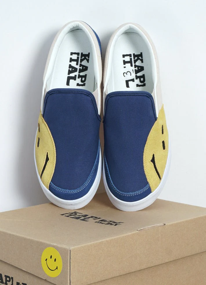 RAIN SMILE | Slop On Shoes | Ecru x Blue - Image 4