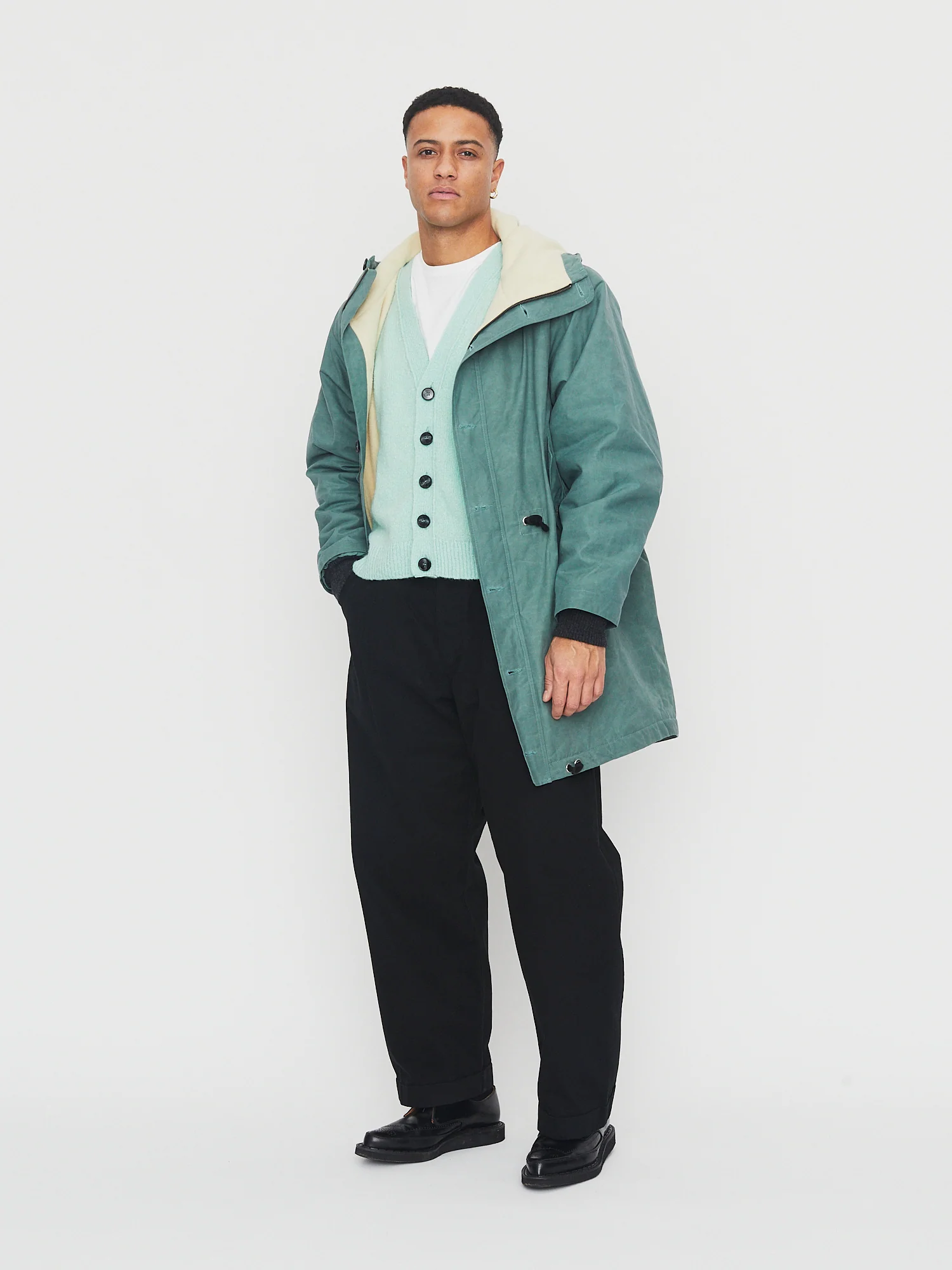 RASMUS 30-68-6 | Waxed Parka With Zipper | Faded Green - Image 2