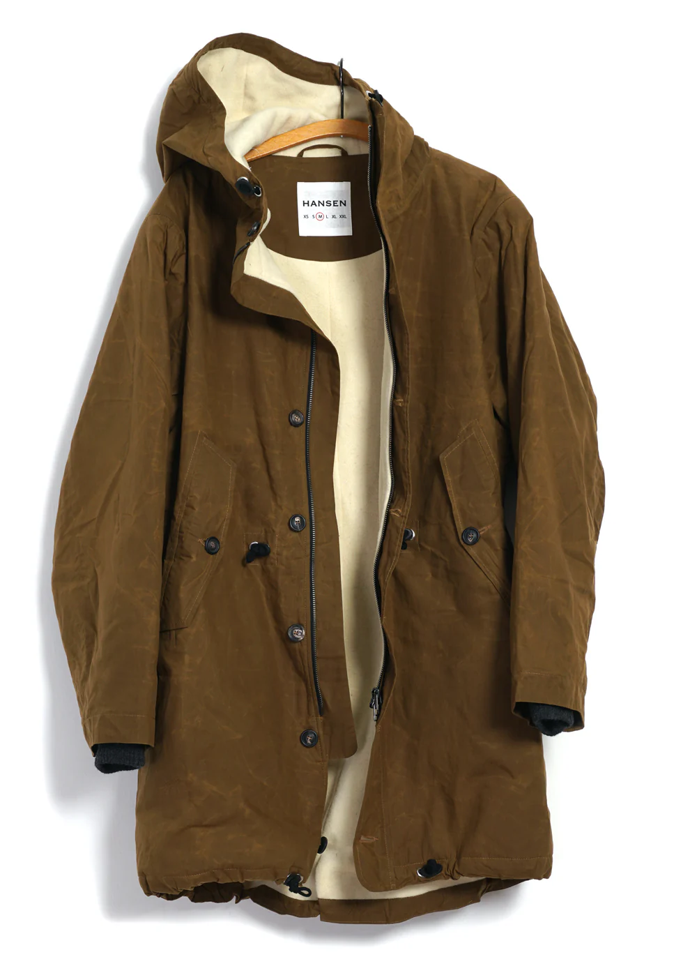 RASMUS 30-68-9 | Waxed Parka With Zipper | Breen - Image 8