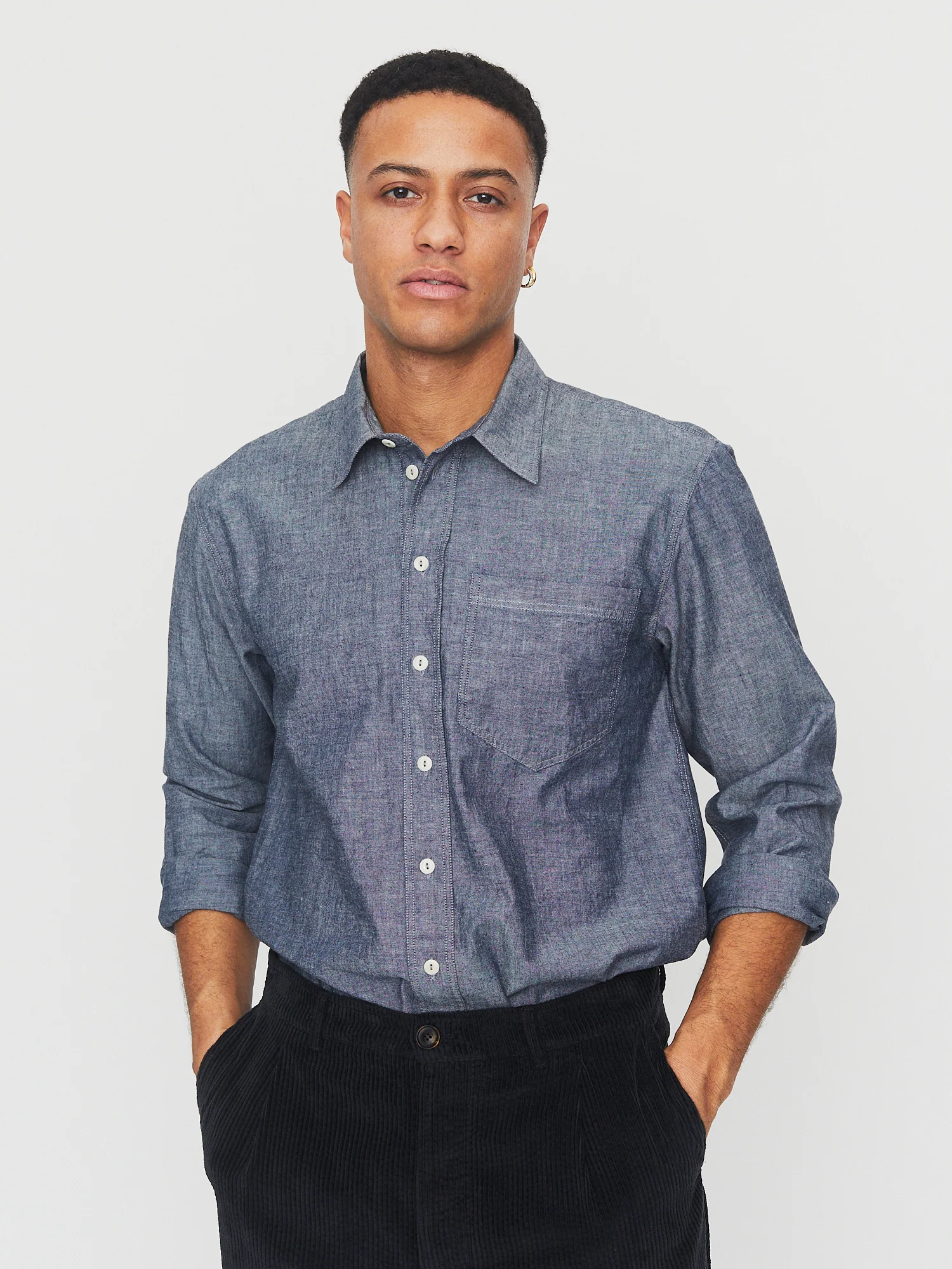 RAYMOND 30-21-4 | Loose Cut Shirt | Indigo Chambray - Image 2