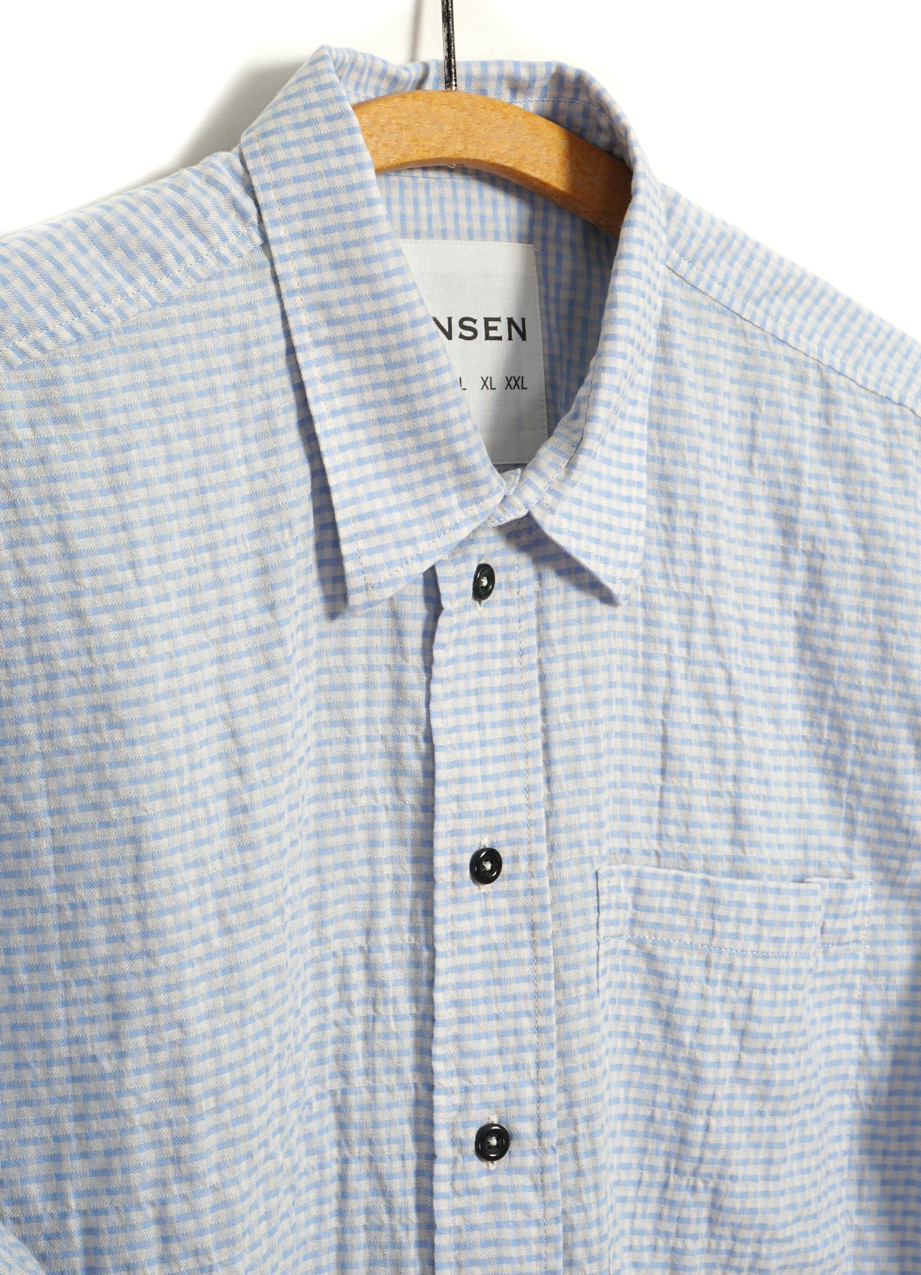 REIDAR 31-34-3 | Loose Fit Short Sleeve Shirt | Broken Blue Checks - Image 3
