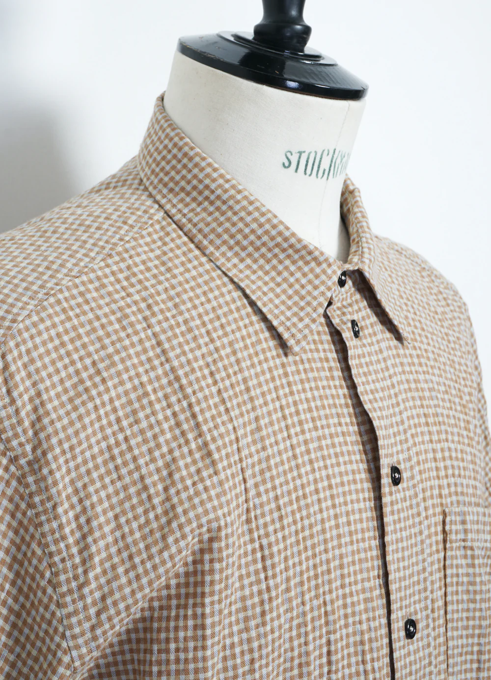REIDAR | Loose Fit Short Sleeve Shirt | Brown Checks - Image 4