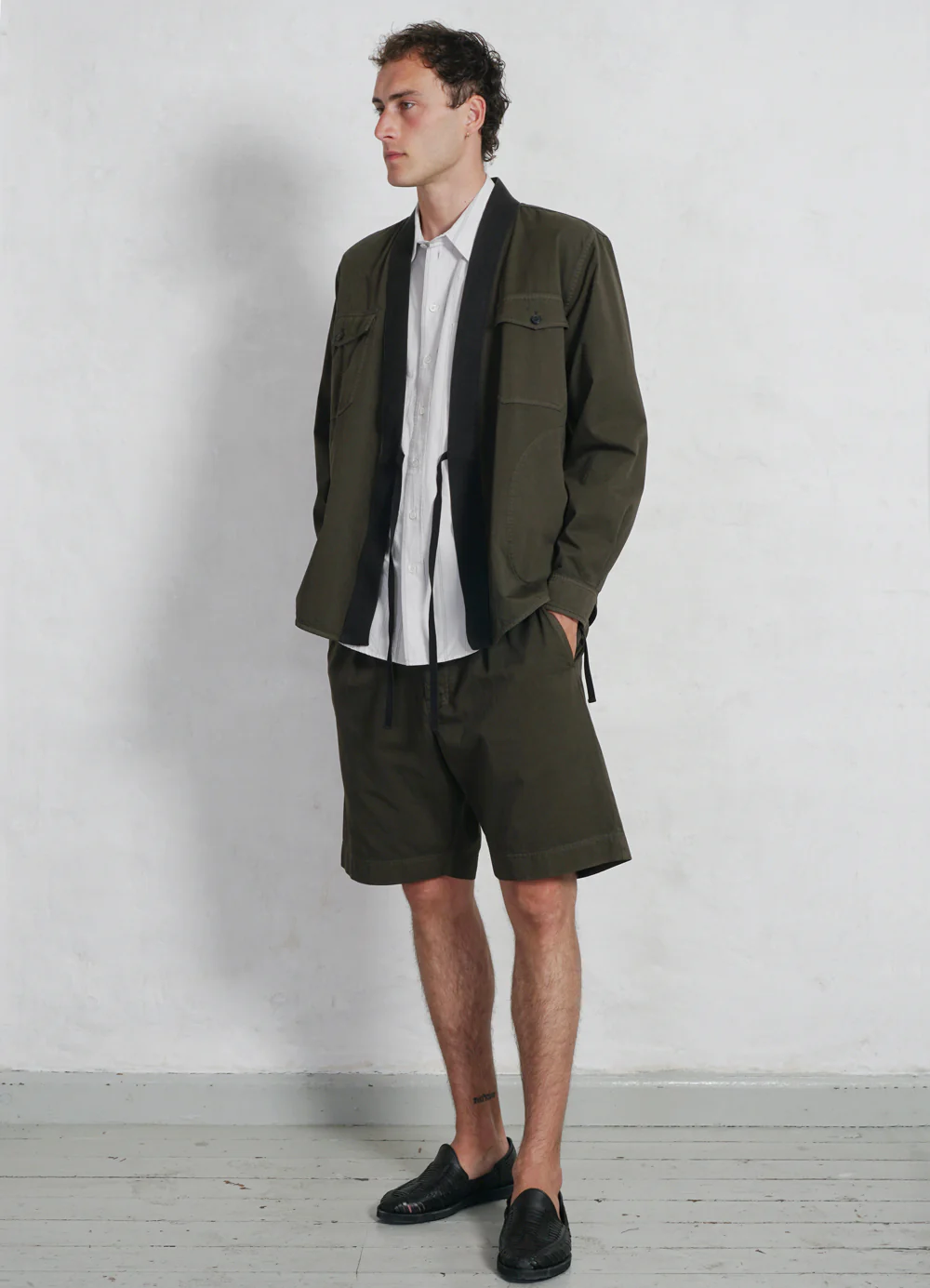 REIDAR | Loose Fit Short Sleeve Shirt | Grey Stripes - Image 7