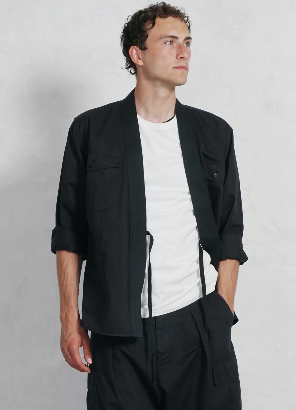 REMY | East & West Shirt Jacket | Black Drill - Image 2