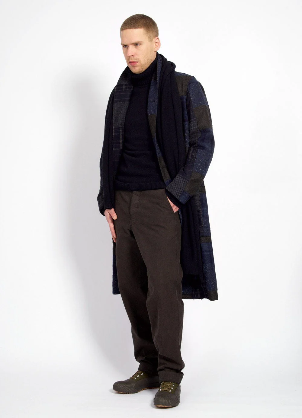 ROB | Long Shawl Collar Coat | Patchwork - Image 5