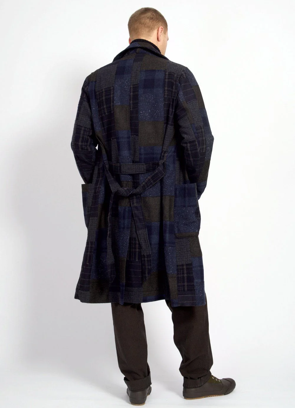 ROB | Long Shawl Collar Coat | Patchwork - Image 6