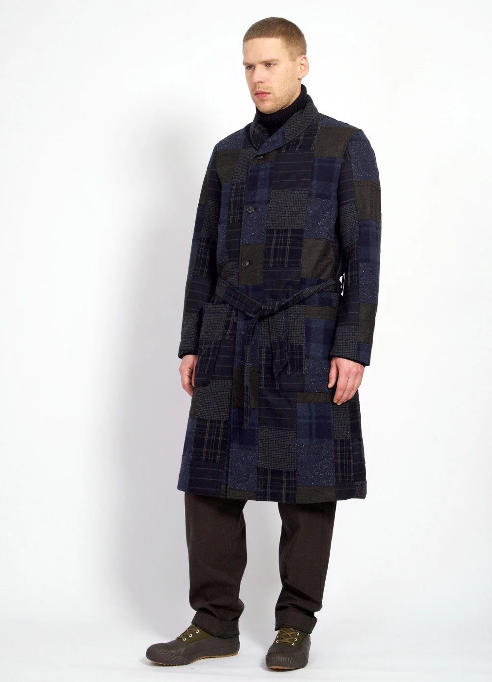 ROB | Long Shawl Collar Coat | Patchwork - Image 7