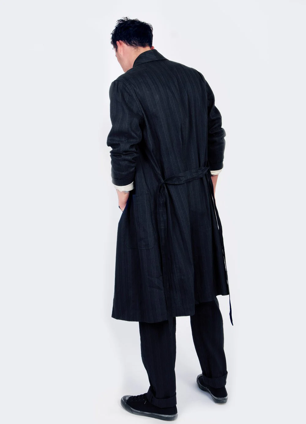 ROB | Shawl Collar Coat | Black Stripe - Image 3