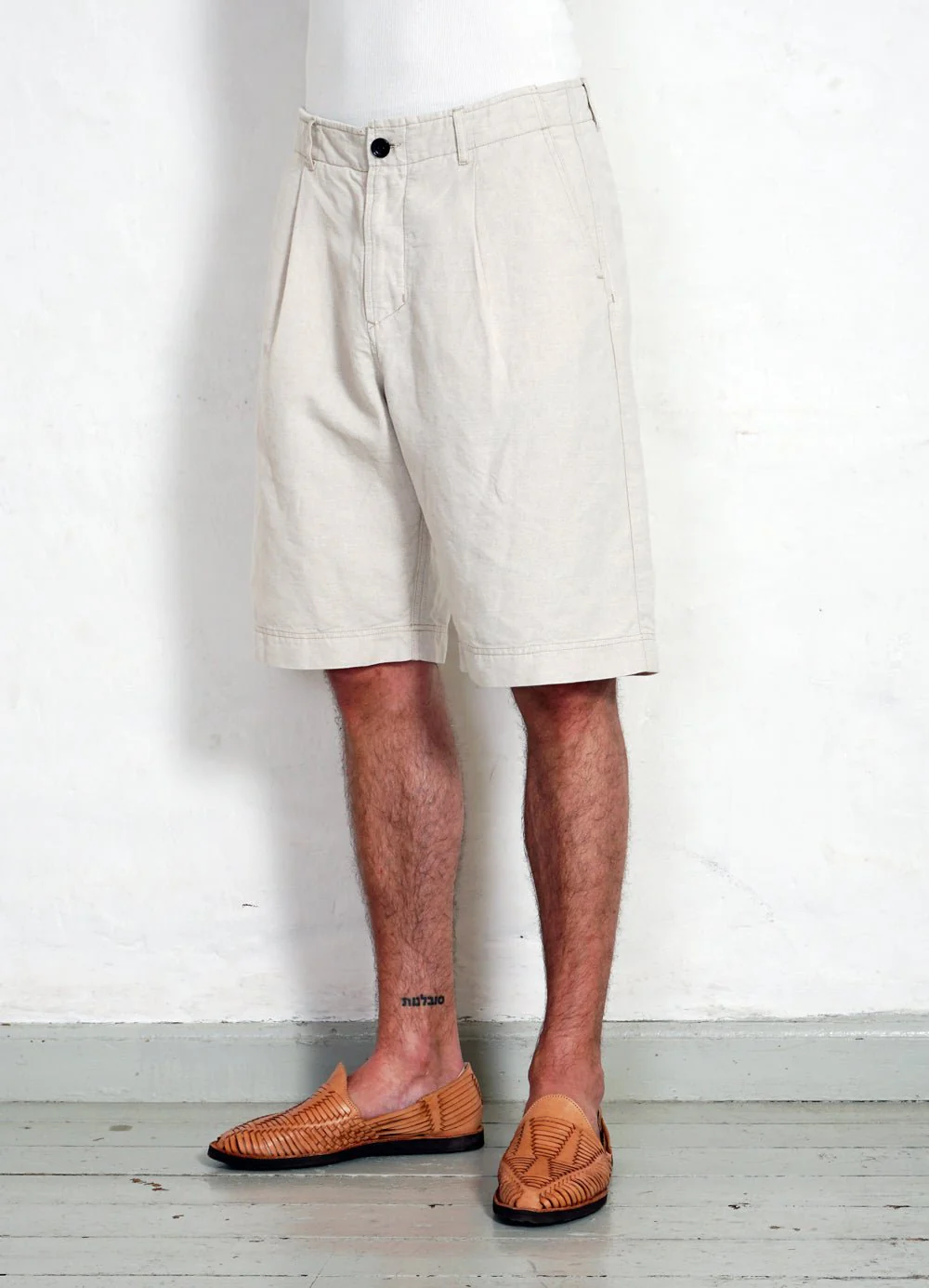 ROBIN | Super Wide Pleated Shorts | Flax Nature - Image 3