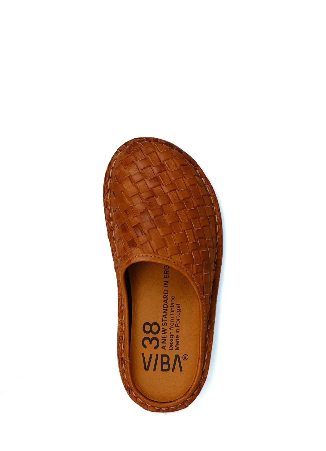 ROMA | Woven Leather Slipper | Cognac Brown
