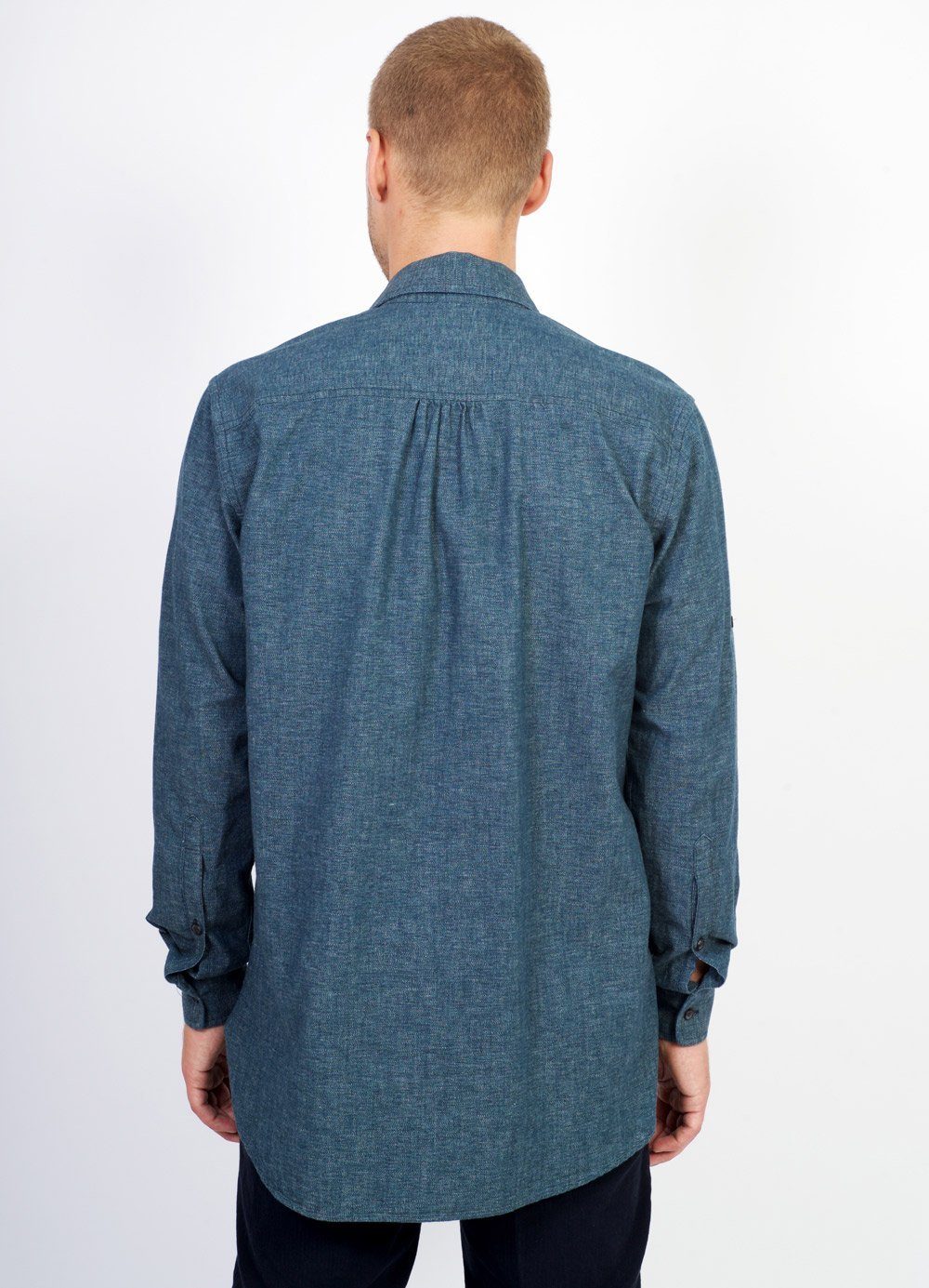 SEBASTIAN | Long Pull On Shirt | Wave Indigo - Image 4