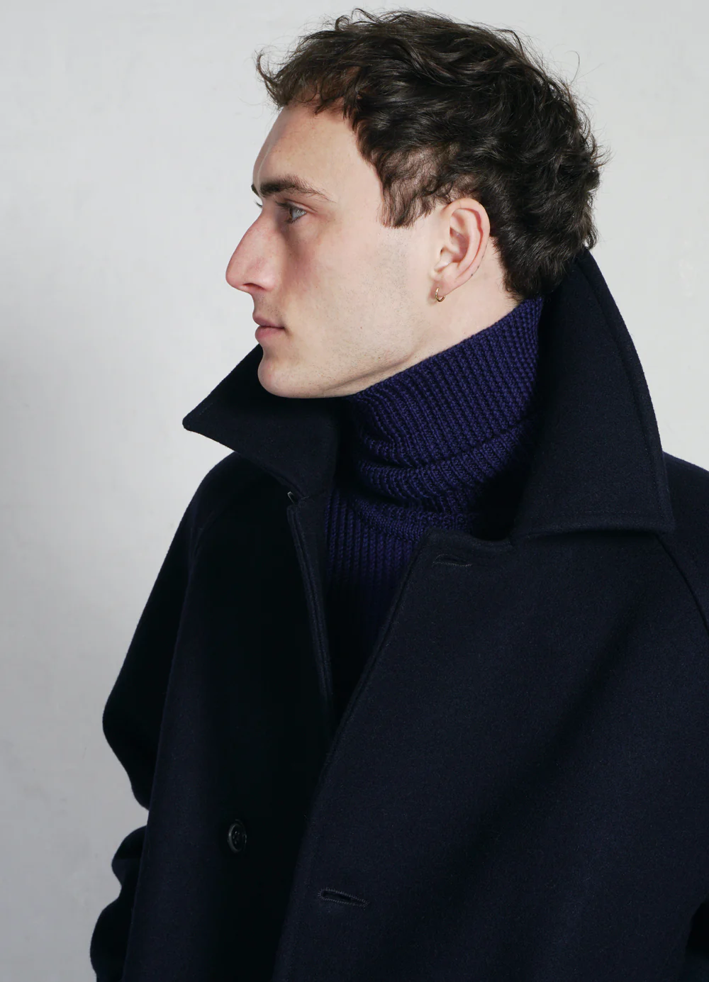 SIGURD | Long Lined Wool Coat | Solid Blue - Image 2