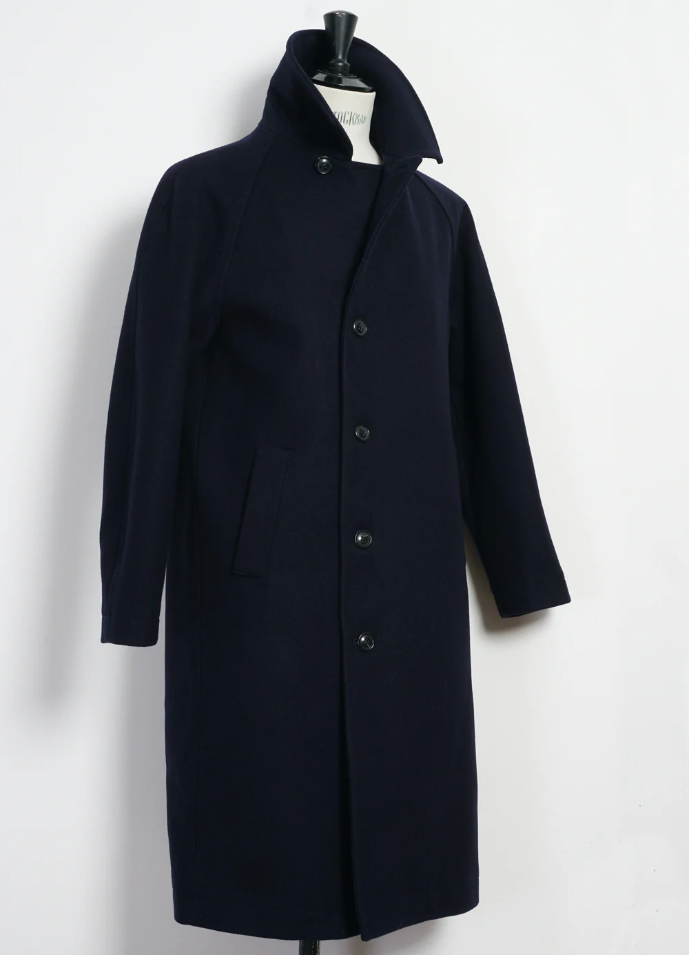 SIGURD | Long Lined Wool Coat | Solid Blue - Image 3