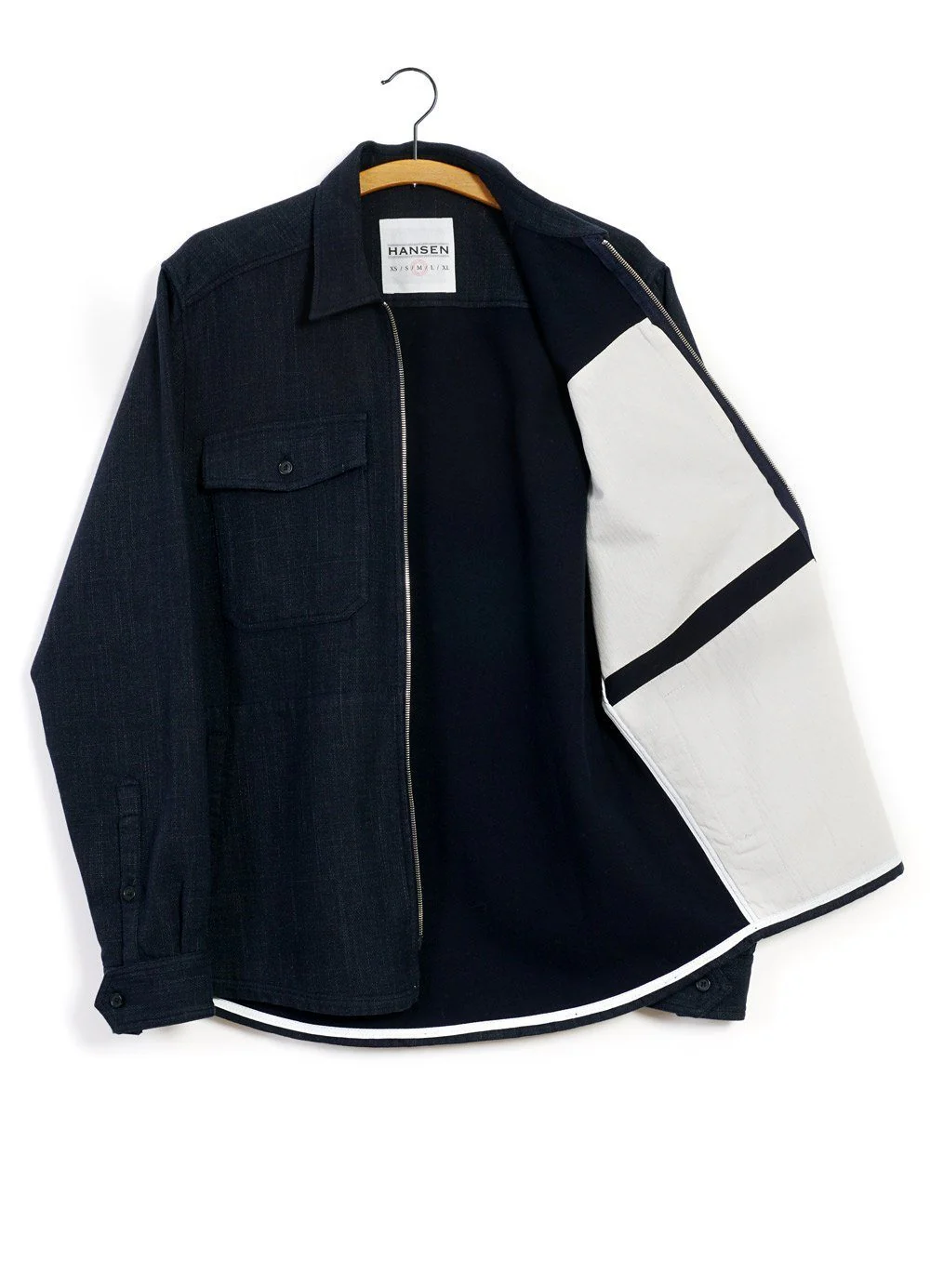 SIGVE | Zipper Front Over Shirt | Navy Melange - Image 2
