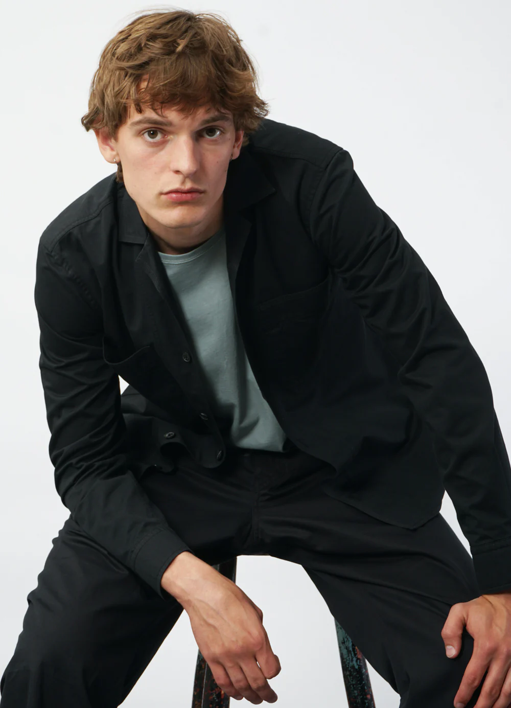 STEFFEN 29-77-2 | Shirt Jacket With Decorative Stitching | Black Drill - Image 7