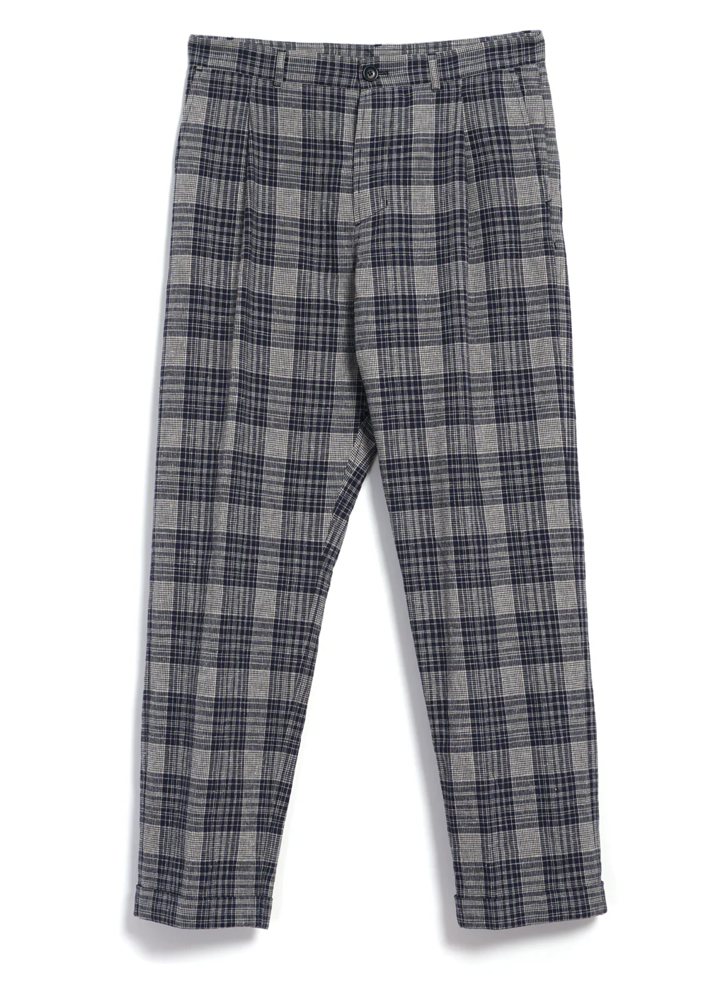 SUNE 29-59-3 | Classic Pleated Trousers | Navy Ecru Check