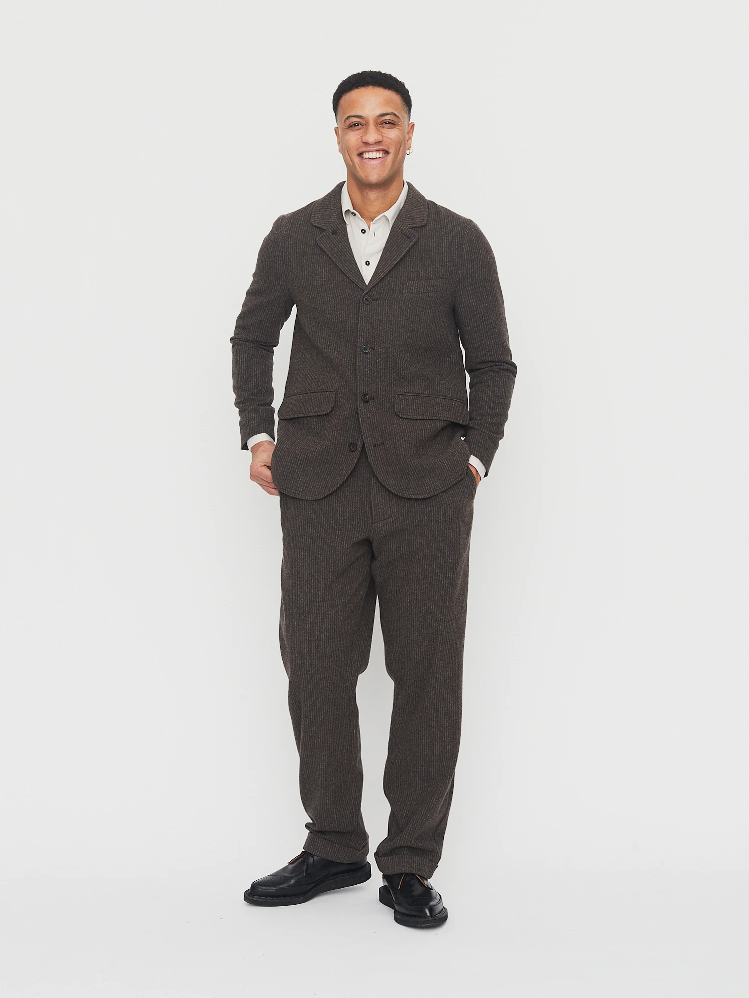 SUNE 30-44-9 | Classic Pleated Trousers | Brown Wool Pin - Image 7