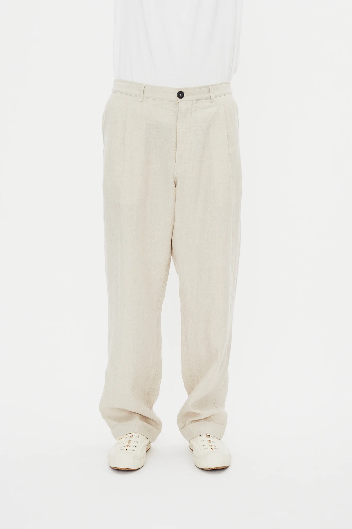 SUNE 31-67-1 | Classic Pleated Trousers | Nature Linen - Image 2
