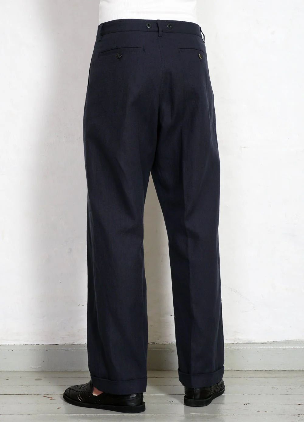 SUNE | Pleated Wide Cut Trousers | Dark Blue - Image 4