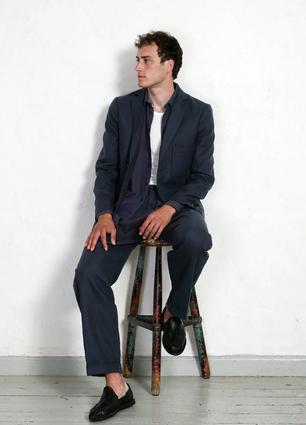 SUNE | Pleated Wide Cut Trousers | Dark Blue - Image 7