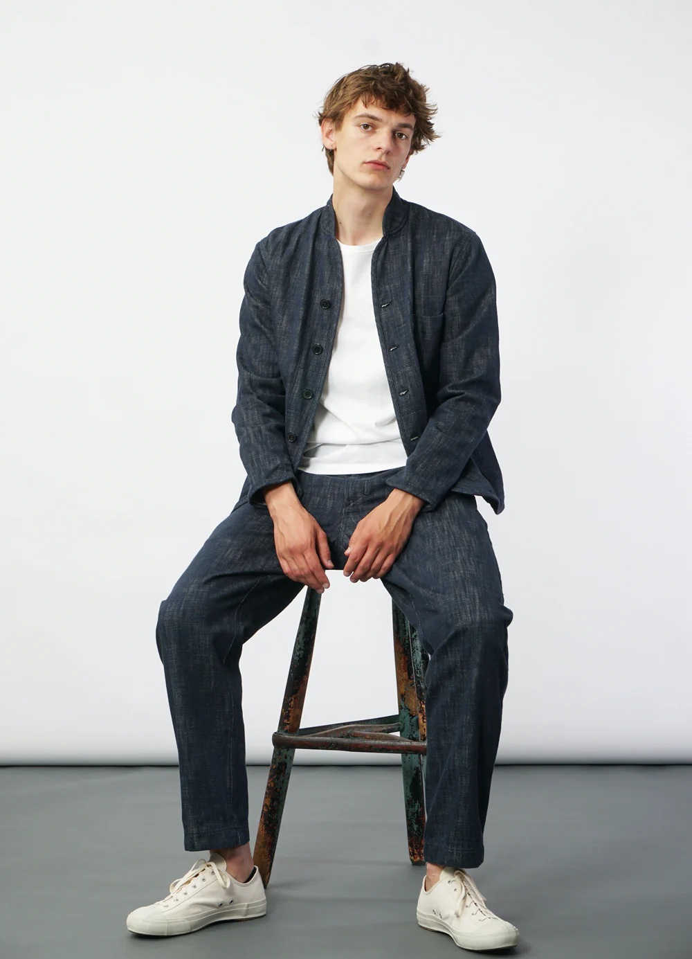 TRYGVE 29-55-3 | Wide Cut Cropped Trousers | Denim Blue - Image 5