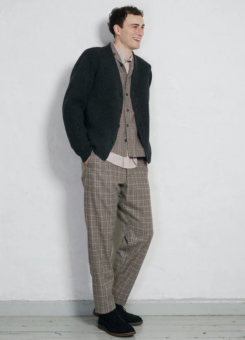TYGE | Wide Cut Cropped Trousers | Classic Checks - Image 2