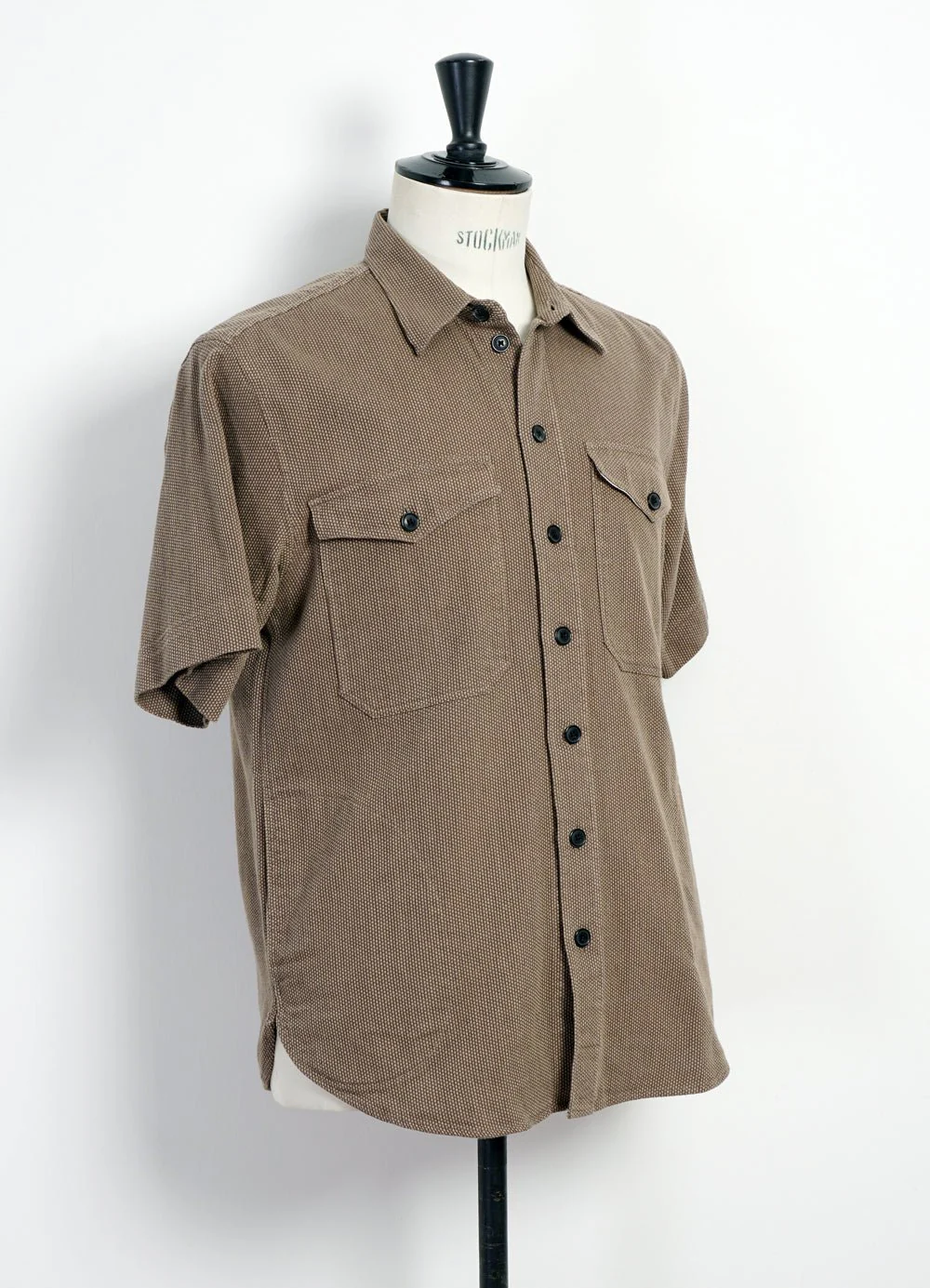 VILLY | Short Sleeve Shirt | Khaki Sashiko - Image 3