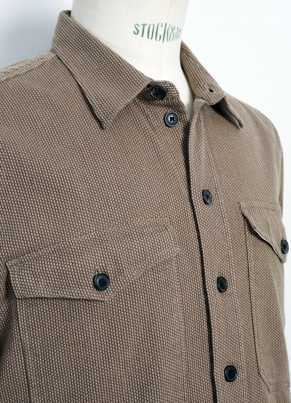 VILLY | Short Sleeve Shirt | Khaki Sashiko - Image 5