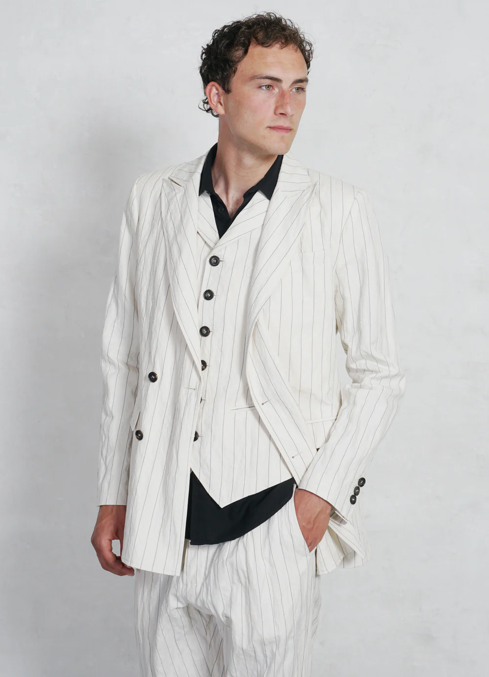 WERNER | Classic Double Breasted Blazer | Ecru Pin - Image 5