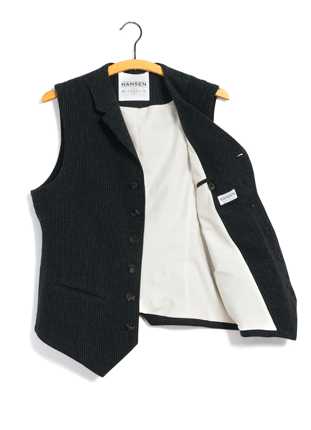 WILLIAM | Lapel Waistcoat | Black Wool Pin - Image 5