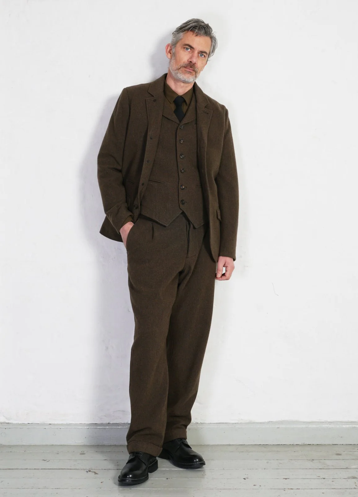 WILLIAM | Lapel Waistcoat | Brown Herringbone - Image 5