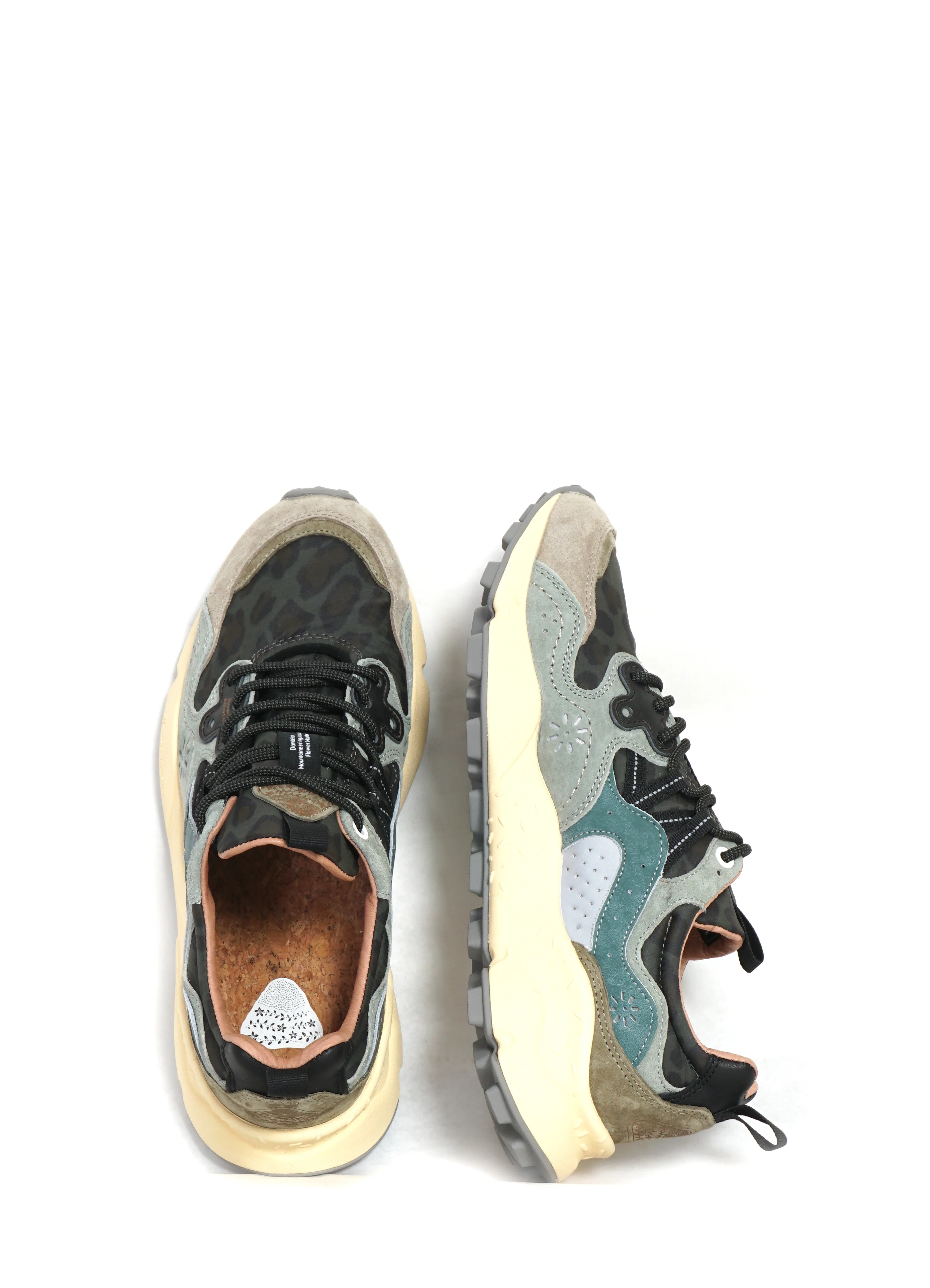 YAMANO 3 | Suede/Nylon Animal Print Sneaker | Anthracite Green - Image 2
